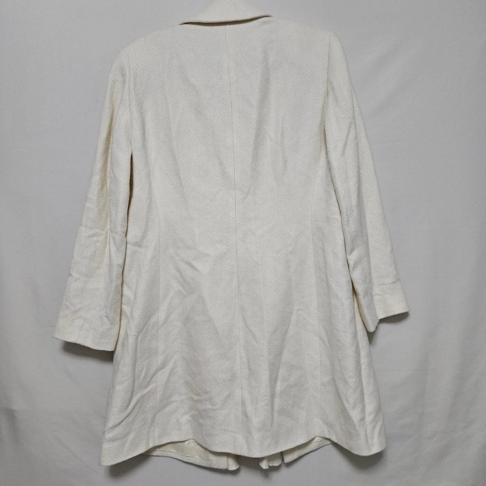 Tahari Arthur S Levine Ivory Ruffle Bouclé Blazer Y2K Petite 14P Office Chic - Picture 2 of 14